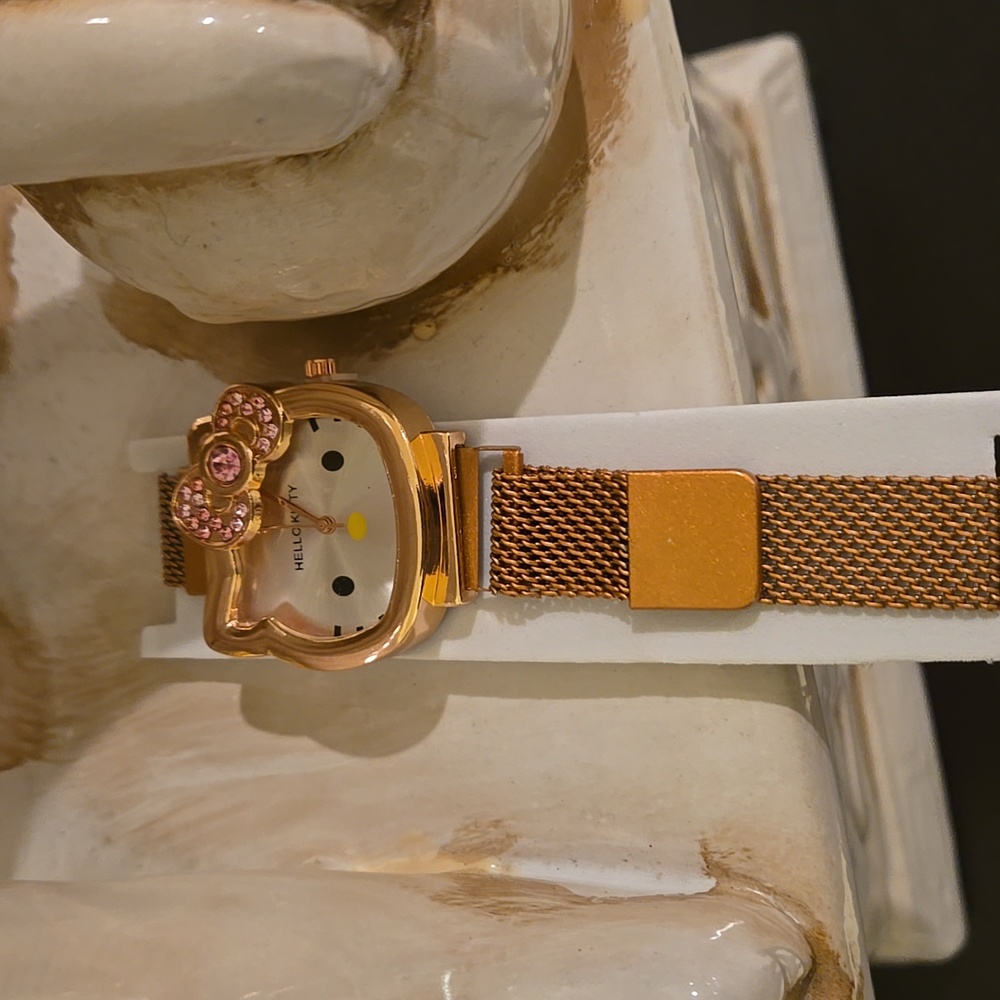 Hello Kitty Rose Gold mesh watch w/ pink crystals. Closeout Today @ $15
